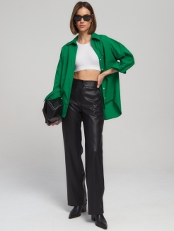 Женские кожаные брюки, штаны широкие